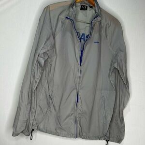 Armani Exchange Gray Windbreaker with Blue Accents